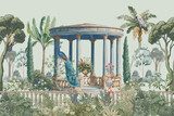 Botanischer Pavillon mit Pfau