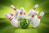 Dynamische Bowling-Szene in Bewegung