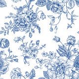 Expressive Blumenpower in Blau-Weiß