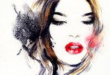 Expressives Aquarellporträt in kräftigen Farben