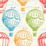 Farbenfrohe Heißluftballon-Motive im Vintage-Stil