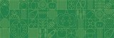Grüne Grafik mit Gemüse- und Fruchtdesign