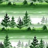 Grüne Waldharmonie im Aquarell