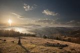 Herbstliche Berglandschaft im Sonnenuntergang