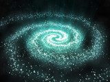 Leuchtende Spiralgalaxie im Dunkel