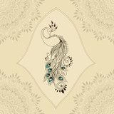 Majestätischer Pfau im Vintage-Mandala