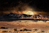 Mondschein über wüstenartiger Nachtlandschaft