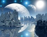 Nächtliche Reflexionen einer fernen Stadt