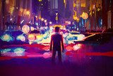 Nächtliche Stadtlichter in Neonfarben