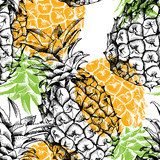 Schwarz-weiße Ananas mit Farbakzenten