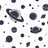Schwarz-weiße Planetensilhouetten