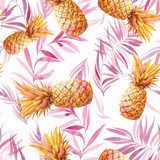 Sommerliches Aquarell mit Ananas