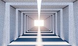 Symmetrischer Betonraum mit Lichtblick