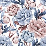 Vintage Blumenmuster in Blau und Rosé
