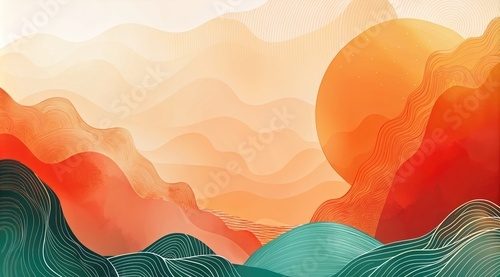 Abstrakte Sonnenuntergangsberglandschaft