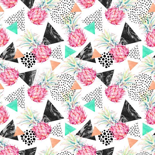 Bunte Ananas mit geometrischen Formen