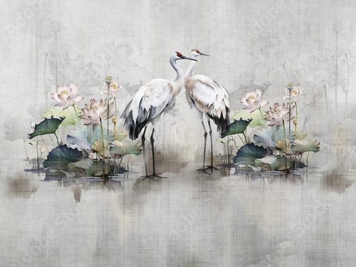 Eleganz asiatischer Kraniche im Wassergarten