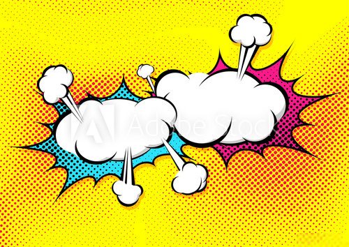 Explosionen in knalligen Pop-Art-Farben