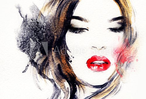 Expressives Aquarellporträt in kräftigen Farben