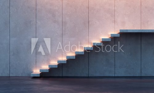 Futuristisch schwebende Lichtstufen