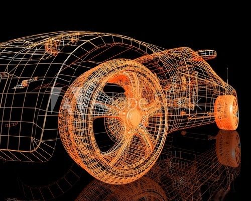 Futuristisches Drahtgittermodell eines Autos