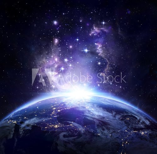 Kosmische Energie der aufgehenden Erde