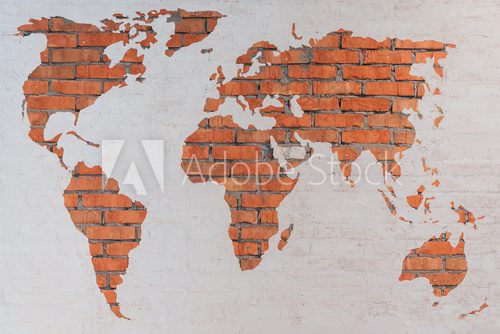 Kunstvolle Weltkarte aus Backsteinmuster