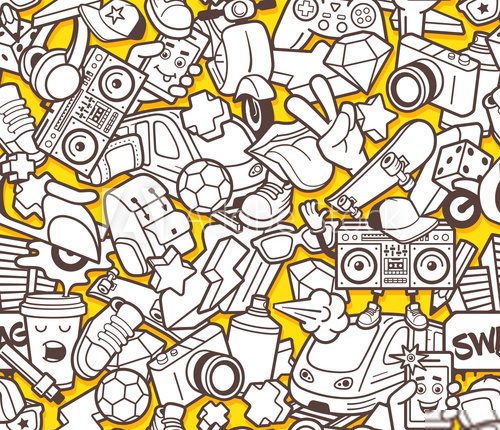 Lebendige Grafik-Collage mit urbanem Flair
