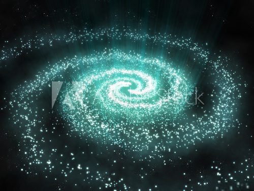 Leuchtende Spiralgalaxie im Dunkel