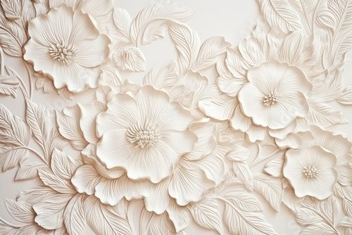 Sanfte Blütenreliefs in Beige Tönen