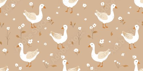 Sanfte Enten im floralen Frühlingsgarten