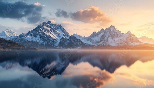 Sonnenuntergang an stillen Bergseen