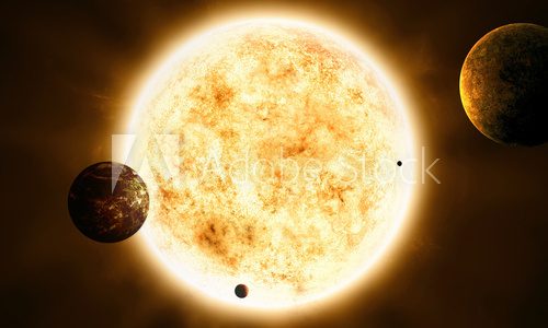 Strahlendes Sonnensystem im Weltraum