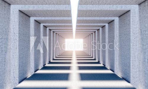Symmetrischer Betonraum mit Lichtblick