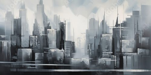 Urbaner Dunst über moderner Skyline