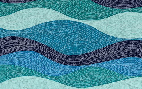Wellenmosaik in Blau und Türkis