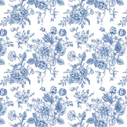 Expressive Blumenpower in Blau-Weiß