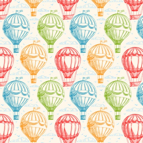 Farbenfrohe Heißluftballon-Motive im Vintage-Stil