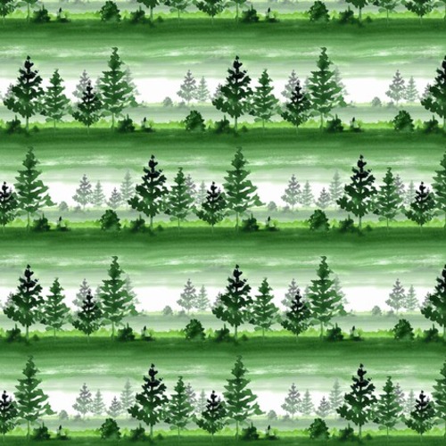 Grüne Waldharmonie im Aquarell