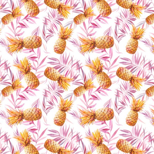 Sommerliches Aquarell mit Ananas