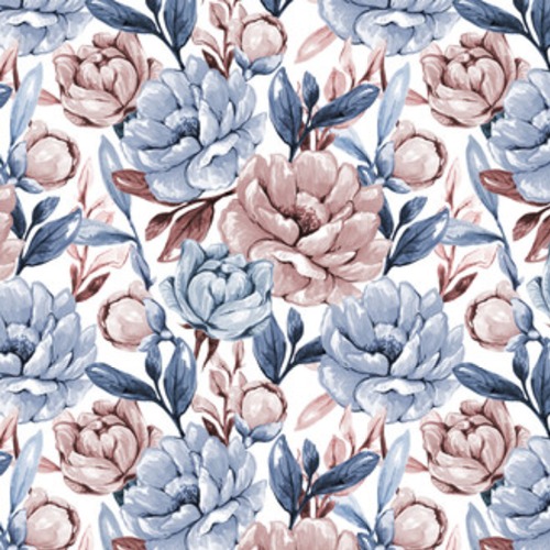 Vintage Blumenmuster in Blau und Rosé