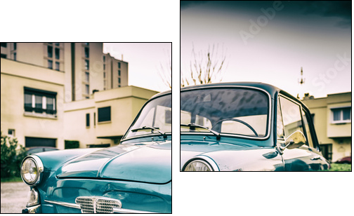 Petite automobile bleu - Zweiteiliges Leinwandbild, Diptychon