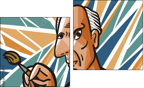 painting cartoon - Zweiteiliges Leinwandbild, Diptychon