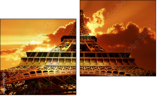 Eiffel tower on sunset - Zweiteiliges Leinwandbild, Diptychon