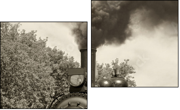 Old locomotive sepia - Zweiteiliges Leinwandbild, Diptychon