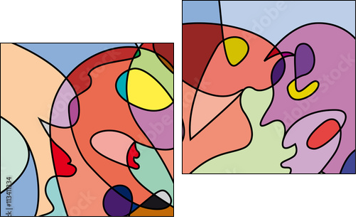 abstract people in confusion, colorful vector background - Zweiteiliges Leinwandbild, Diptychon