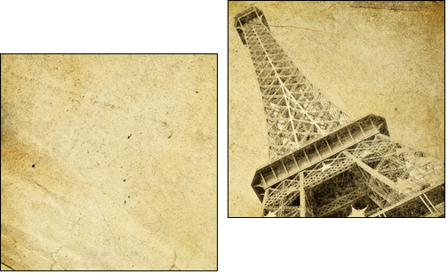 vintage paper with eiffel tower - Zweiteiliges Leinwandbild, Diptychon