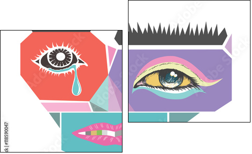 Abstract face design. Modern art vector illustration. Abstract face for Homeless Concepts. Abstract design exotic bohemian & boho style. - Zweiteiliges Leinwandbild, Diptychon