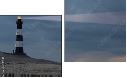 lighthouse in the dusk - Zweiteiliges Leinwandbild, Diptychon