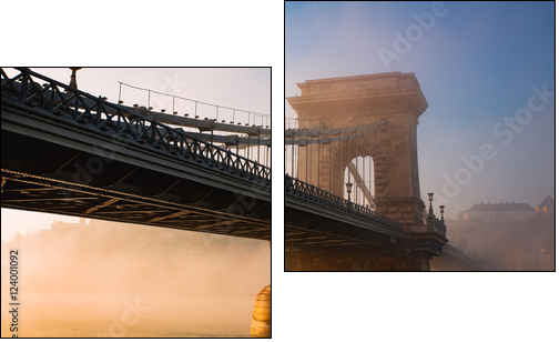 Budapest chain bridge - Zweiteiliges Leinwandbild, Diptychon